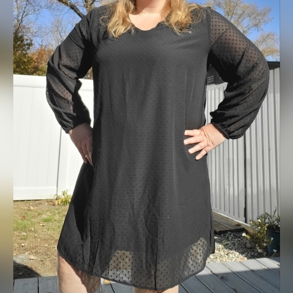 Clip Dot Sheer Sleeve Sheath Dress Size 2X - Picture 1 of 12